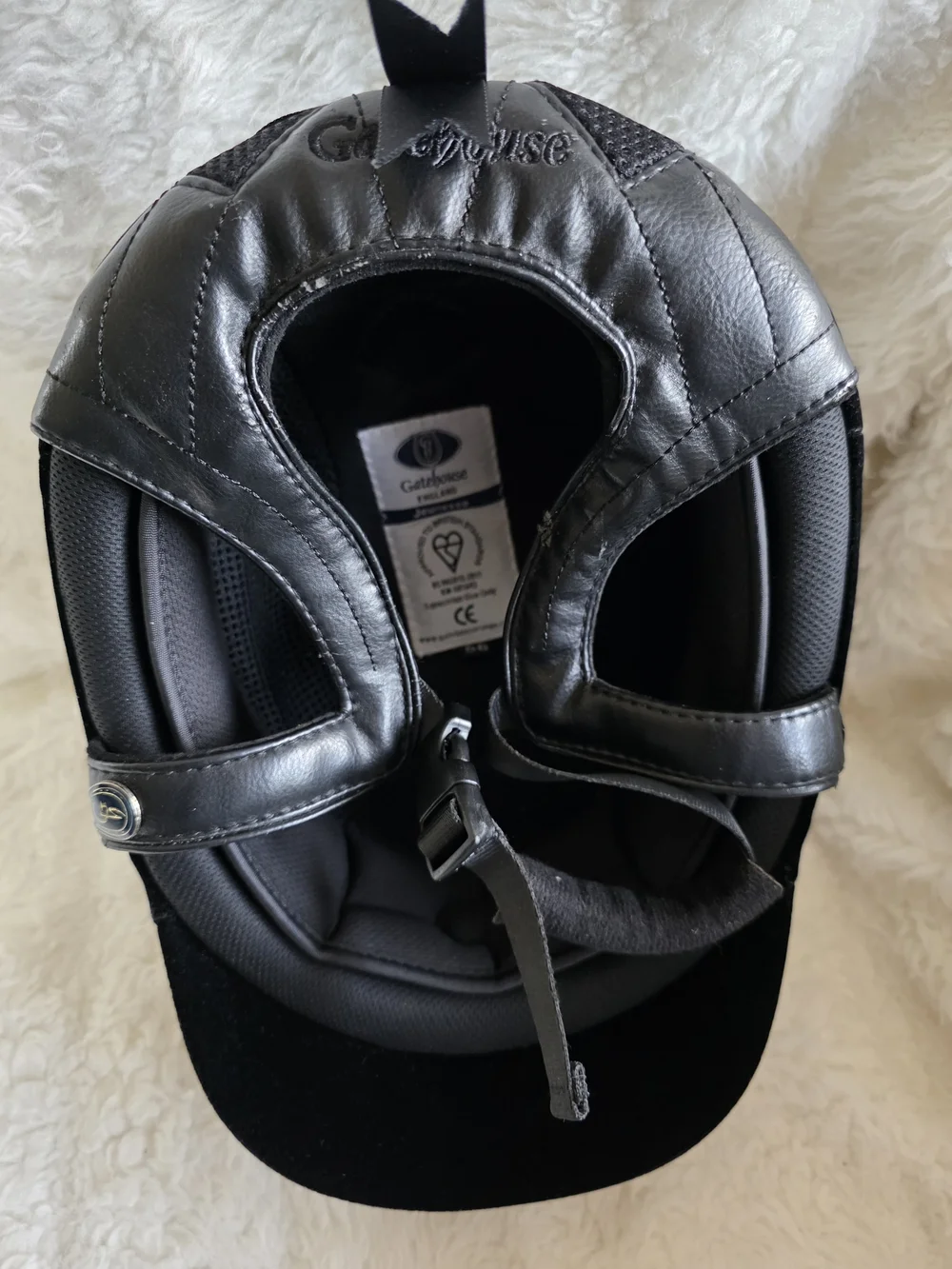Kids Black Equestrian Riding Helmet with Secure Chin Strap